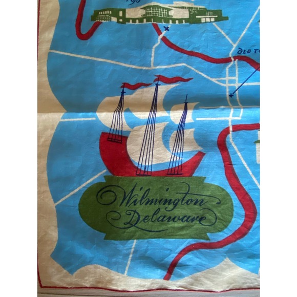 Vtg Tammis Keefe Handkerchief, Wilmington Delaware, Unusual, EUC - Picture 7 of 9